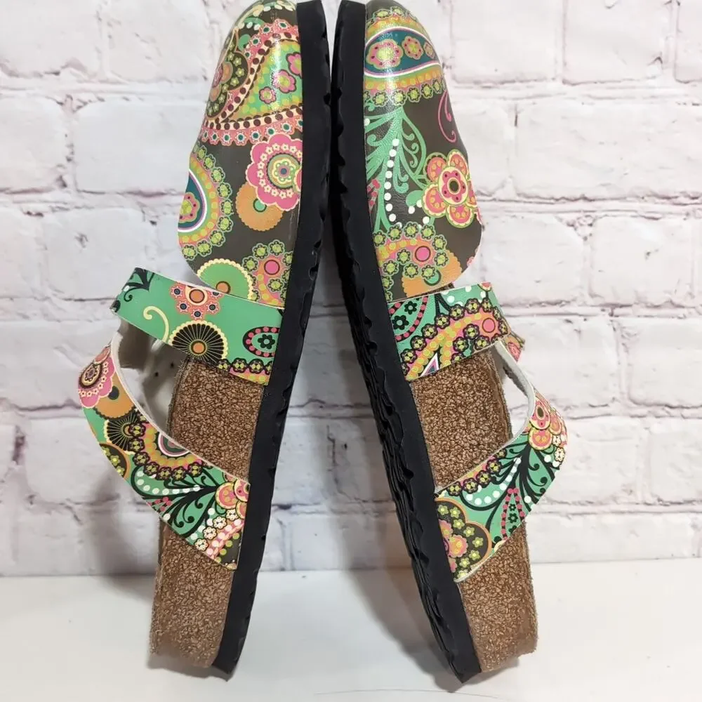 Birki's By Birkenstock Size 8 Paisley Slip On Clogs Mary Jane Flower Flor Lined - Picture 3 of 10